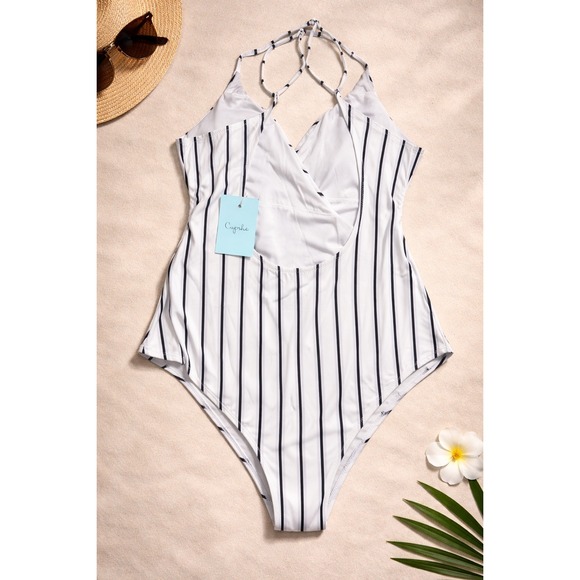 CUPSHE Stay Young Stripe One-Piece Swimsuit | NWT Size - L - Picture 6 of 12